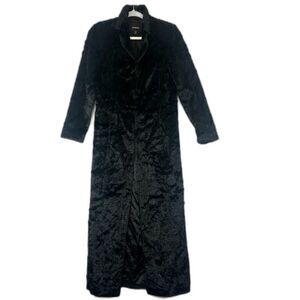 Vintage Express Y2K Faux Fur Long Maxi Trench Coat Size Small Whimsigoth Grunge